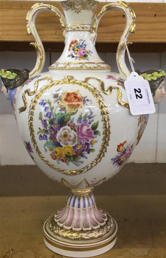Berlin porcelain 2-handled vase